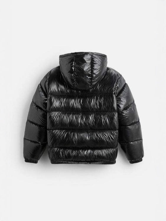 Solid color warm casual sports hooded cotton-padded jacket