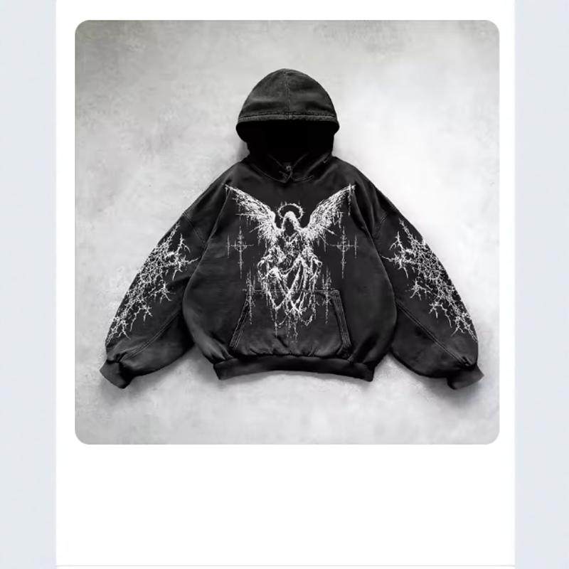 Loose-fitting drop-shoulder hoodie